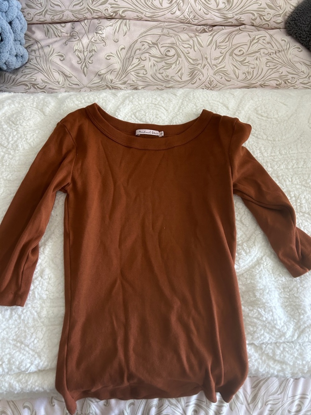 Michael Stars Rust Brown Long Sleeve Tee